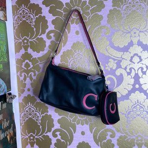 Vintage new with tags Y2K initial C black & pink logo shoulder bag & coin purse